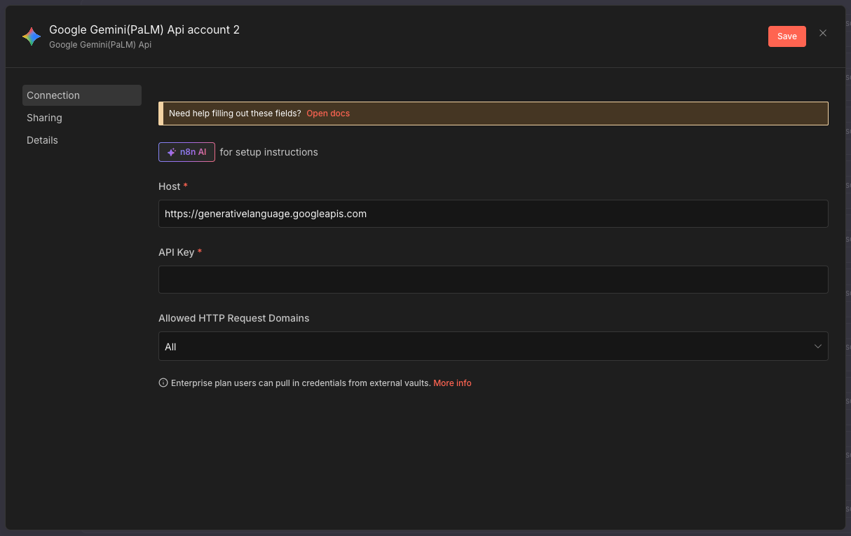 Gemini API Key Field