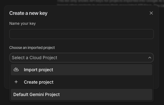 Create New Key Modal