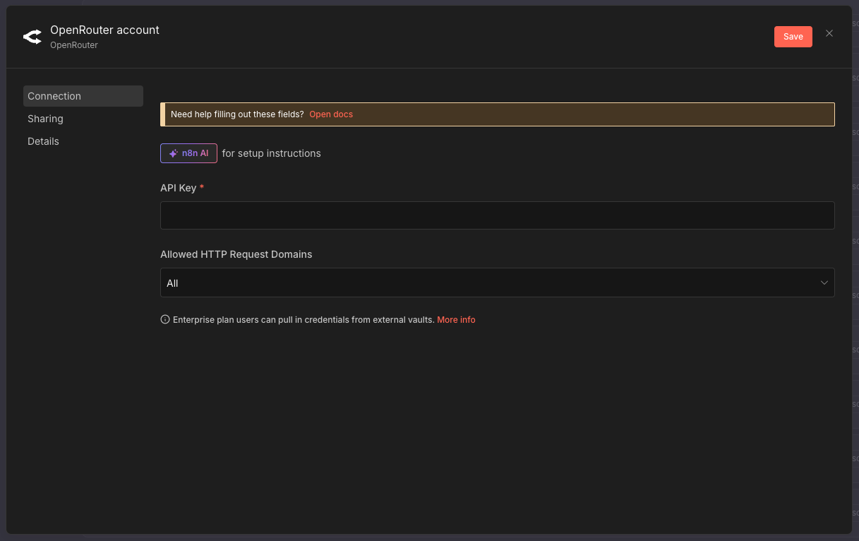 OpenRouter API Key Field