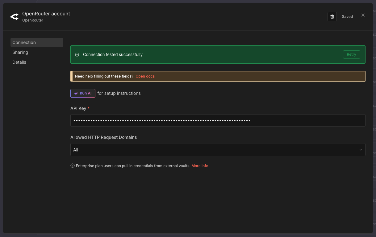 Connection Tested Successfully