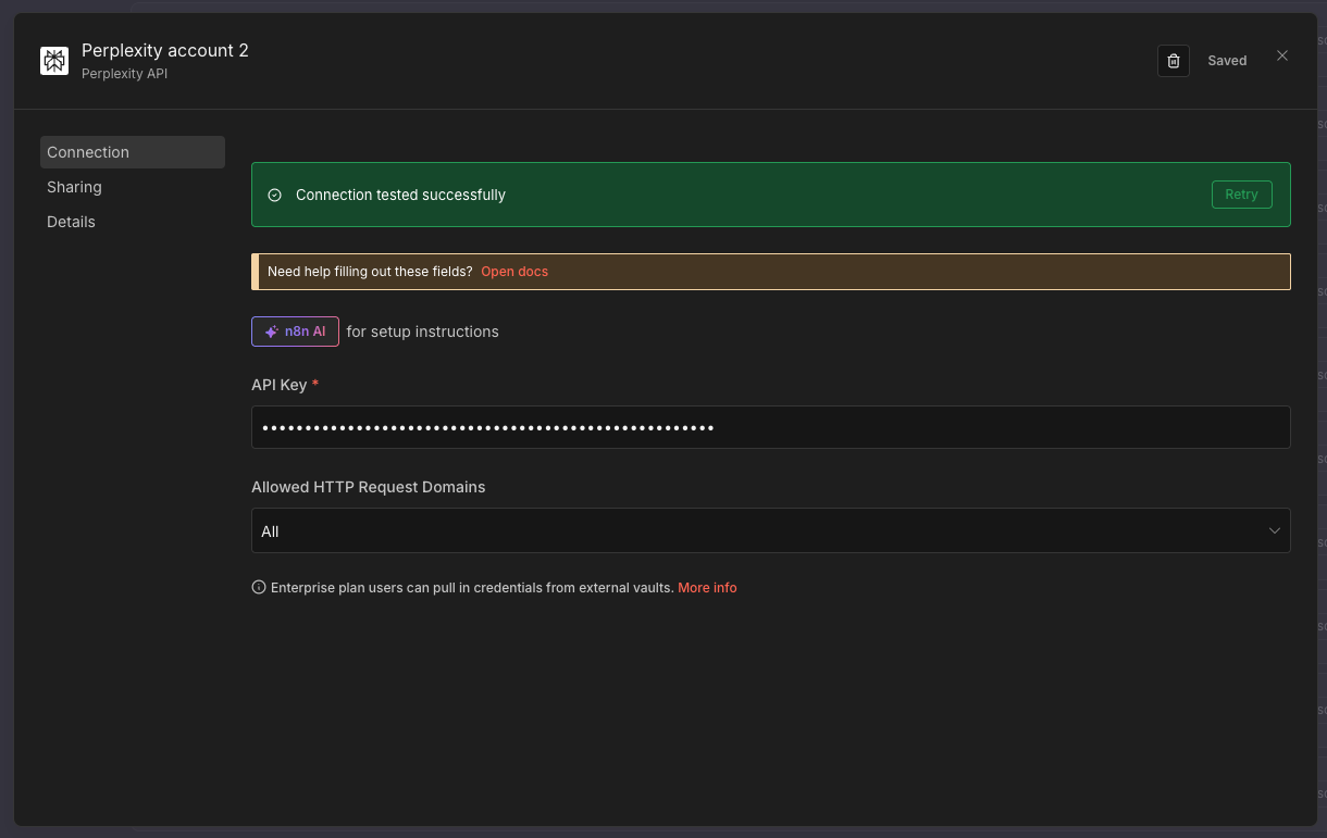 Perplexity Connection Tested