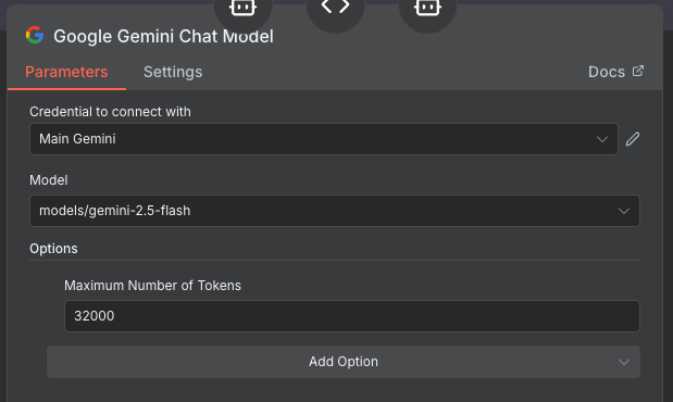 Google Gemini Model Configuration