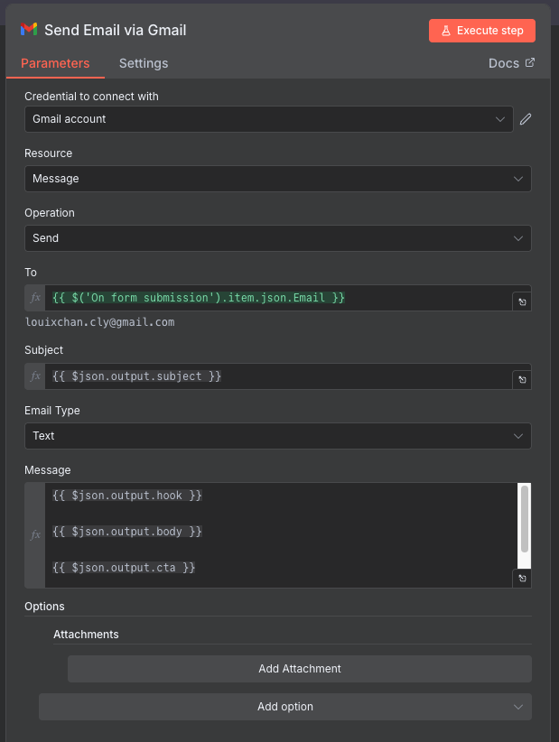 Gmail Send Configuration