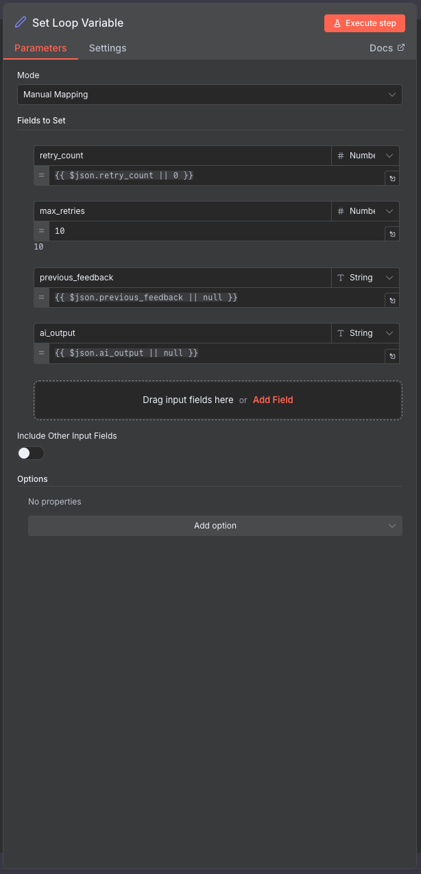 Set Loop Variable Configuration
