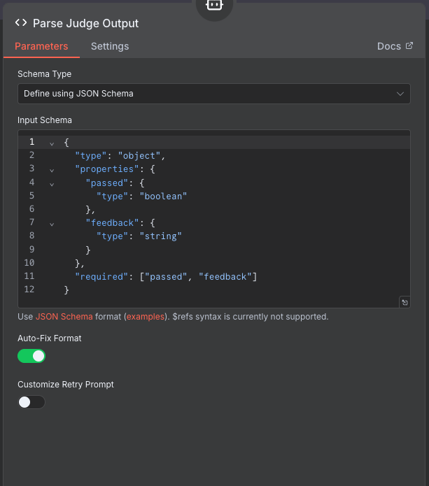 Parse Judge Output Configuration