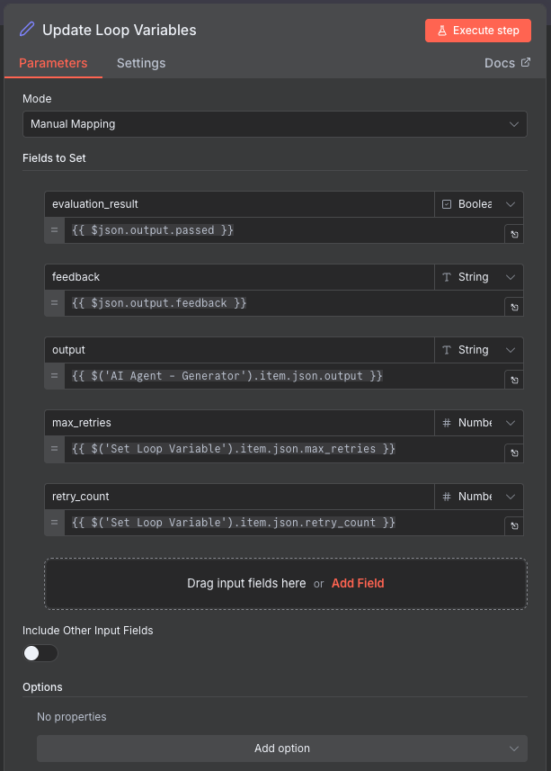 Update Loop Variables Configuration