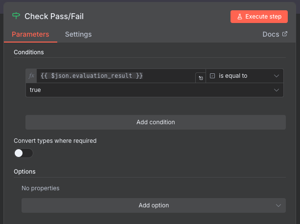 Check Pass/Fail Configuration