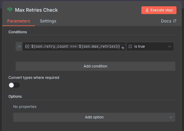 Max Retries Check Configuration