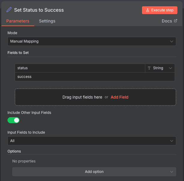 Set Status to Success Configuration