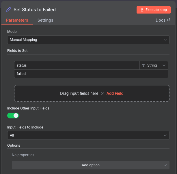 Set Status to Failed Configuration