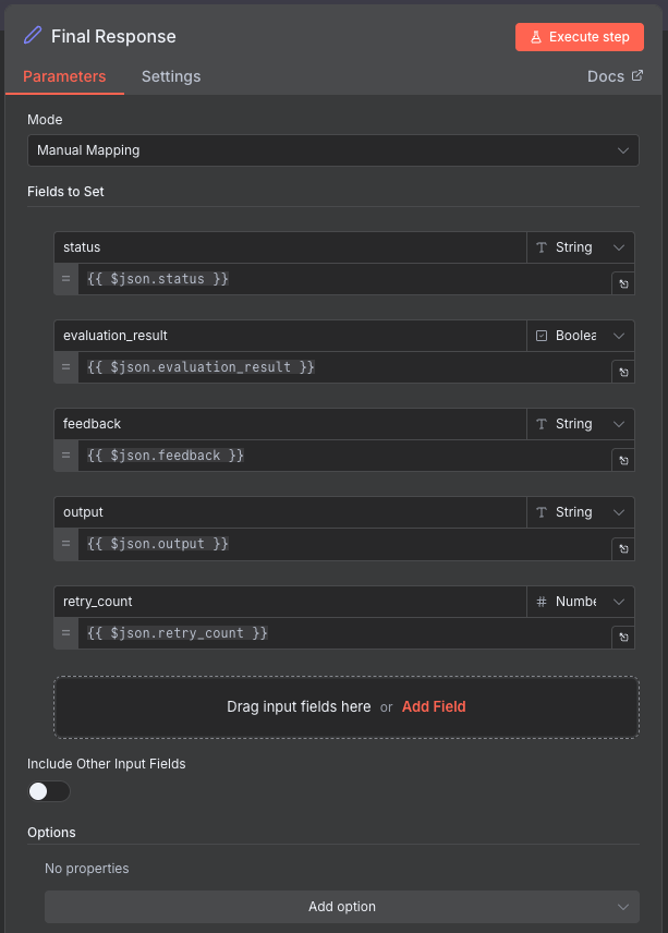 Final Response Configuration